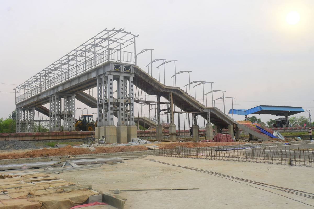 Construction of Earthwork in Formation, Extension of Foot Over Bridge (FOB), Drain, P. Way Linking work including supply of Track Ballast, PSC Sleepers, P. Way Fittings, Points &amp; Crossings, Derailing Switches, Transportation &amp; Stacking of Rail, etc., in connection with Construction of Railwa